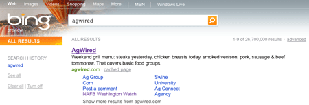 AgWired Bing Search